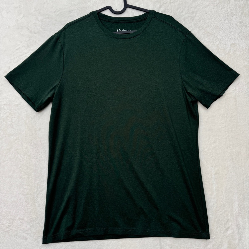 Quince T-Shirt Mens M Green Recycled Polyester Blend Short Sleeve Crew Neck - Picture 1 of 9